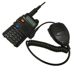 Portable radio station with tangent on white