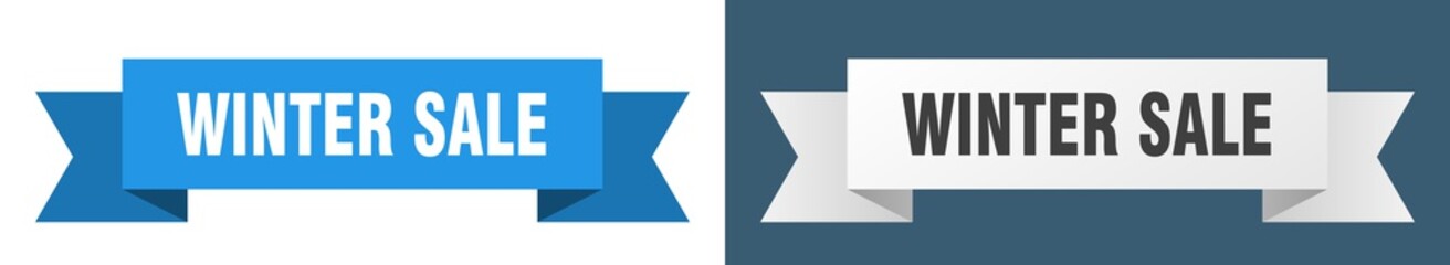 winter sale ribbon. winter sale isolated paper sign. banner