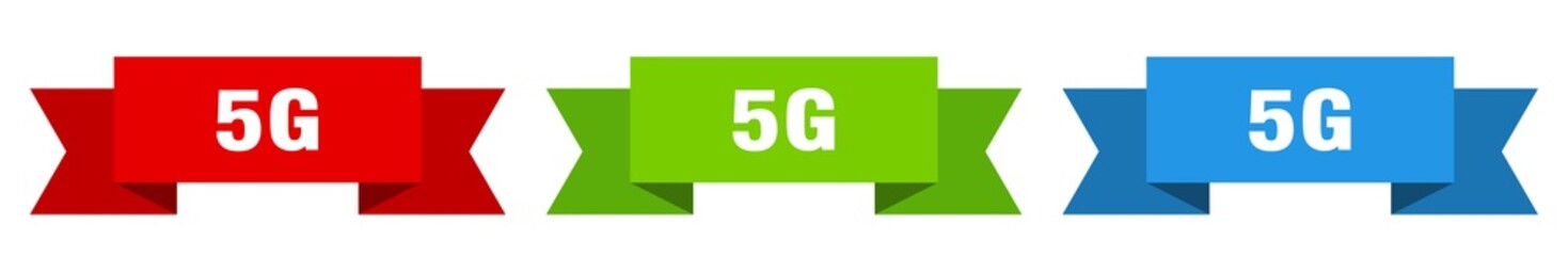 5g ribbon. 5g isolated paper sign. banner
