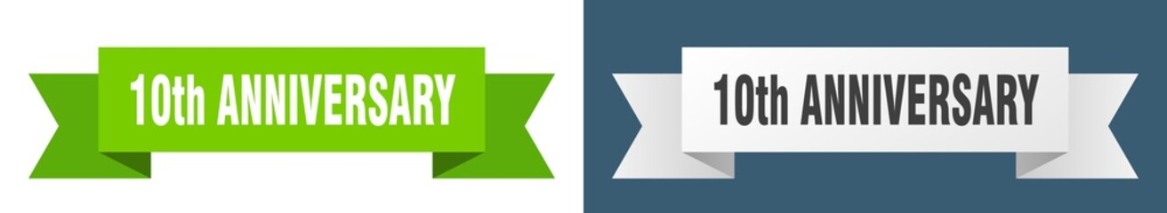 10th anniversary ribbon. 10th anniversary isolated paper sign. banner