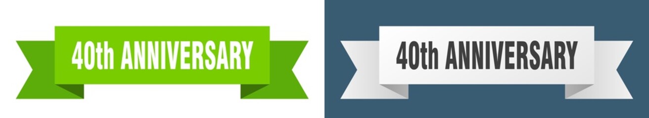 40th anniversary ribbon. 40th anniversary isolated paper sign. banner