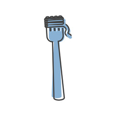 Vector fork and spaghetti icon on cartoon style on white isolated background.