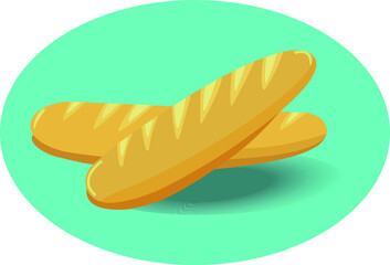 Vector illustration of bread, pastry, decoration of cafe, restaurant, kitchen, bakery, Design for textiles. Poster, sticker, icon.