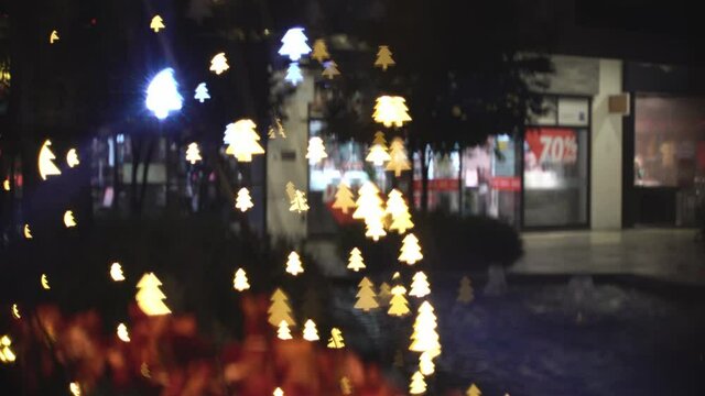 Blurry empty shopping mall during christmas although offer 70% due to pandemic COVID-19.