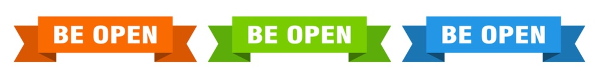 be open ribbon. be open isolated paper sign. banner