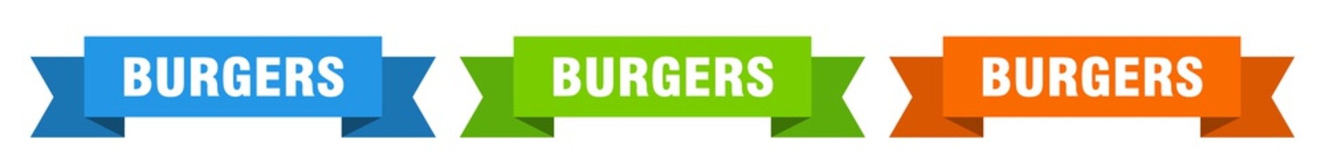 burgers ribbon. burgers isolated paper sign. banner