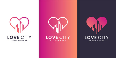 Fototapeta na wymiar LOve city logo template with modern gradient style Premium Vector