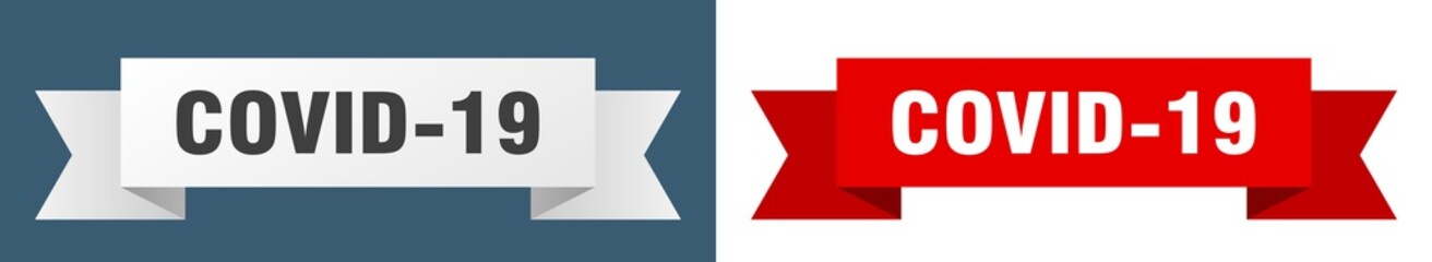 covid-19 ribbon. covid-19 isolated paper sign. banner