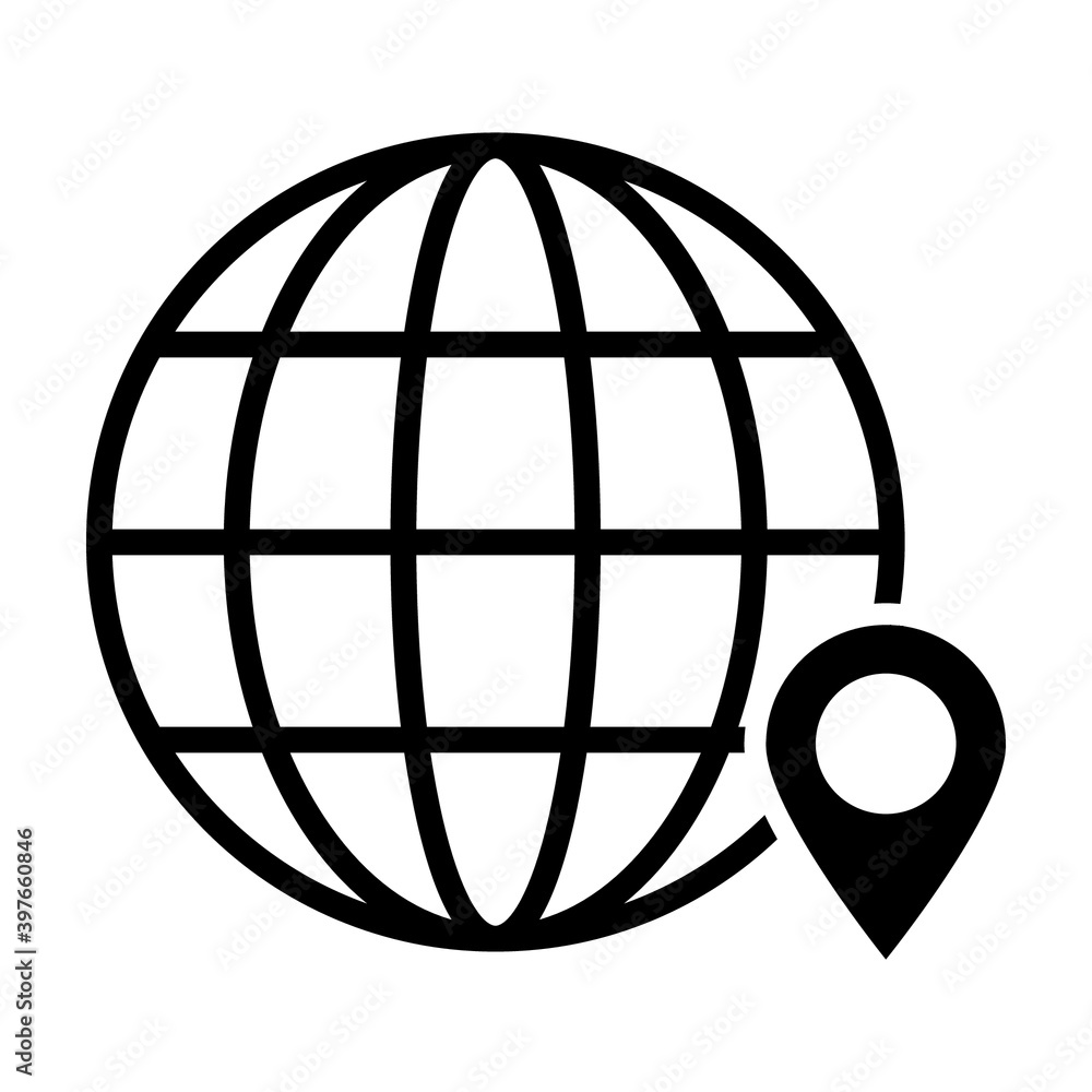 Poster globe icon flat style - web symbol icon editable vector illustration isolated