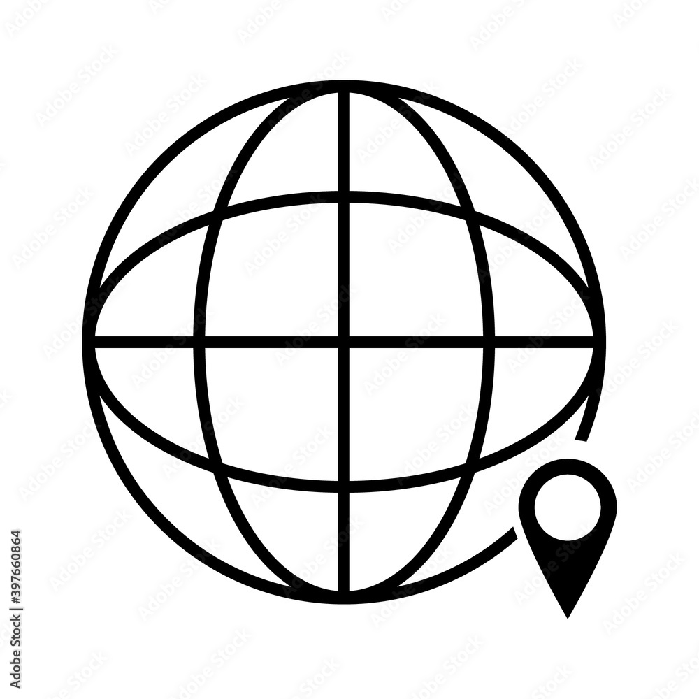 Poster globe icon flat style - web symbol icon editable vector illustration isolated