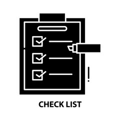 check list icon, black vector sign with editable strokes, concept illustration