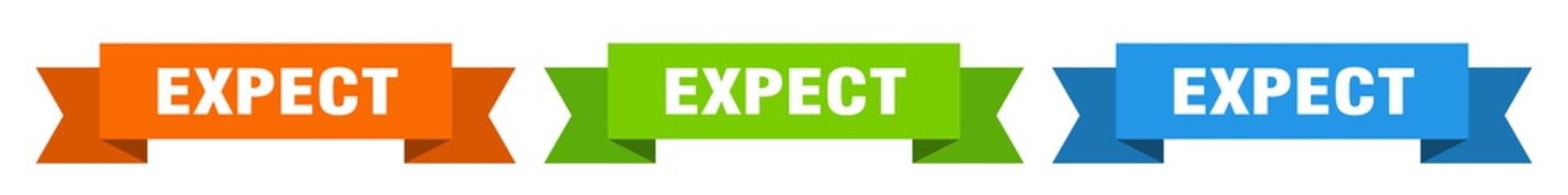 expect ribbon. expect isolated paper sign. banner