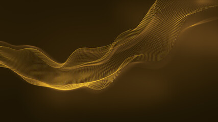 Abstract golden glitter waves background. Dynamic geometric technology design element.