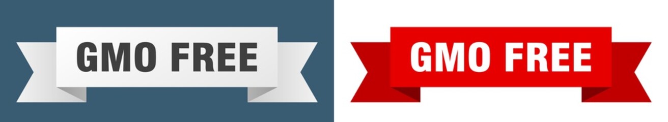 gmo free ribbon. gmo free isolated paper sign. banner