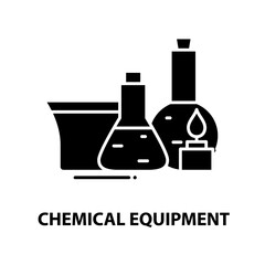 chemical equipment icon, black vector sign with editable strokes, concept illustration