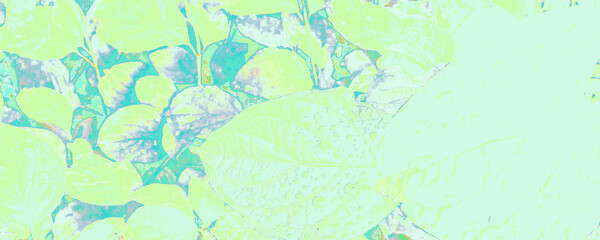 Blue Flora Decoration. Bright Floral Background. Azure Pastel Art Paper. Green Cool Canva. Orange Fantasy Banner. Ice Spring Element. Pastel Abstract Template.