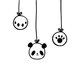 Christmas New Year card. Christmas balls in black and white. Vector isolated illustration.