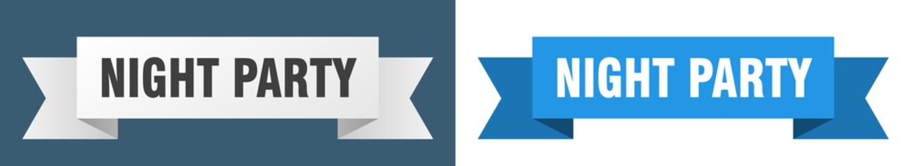 night party ribbon. night party isolated paper sign. banner