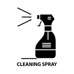 cleaning spray icon, black vector sign with editable strokes, concept illustration