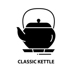 classic kettle icon, black vector sign with editable strokes, concept illustration