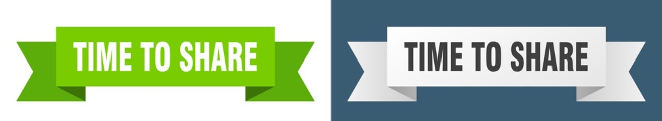 time to share ribbon. time to share isolated paper sign. banner