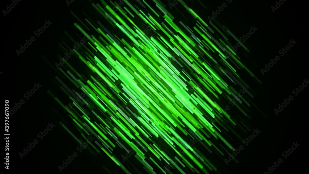 Poster flow of diagonal lines of matrix. animation. luminous stream of moving strokes on black background. 