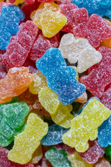 Multicolored colorful marmalade candy with sugar.