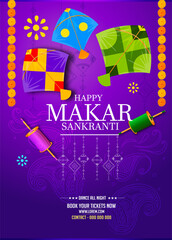 vector illustration of Happy Lohri holiday festival of Punjab India with beautiful background