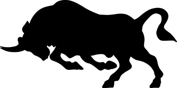Icon of vector bull silhouette. Black illustration of buffalo, symbol of the new year 2021