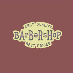 Vector illustration of barbershop lettering for banner, leaflet, poster, clothes, logo, advertisement design. Handwritten text for template, signage, billboard, printing, price list of the barbers
