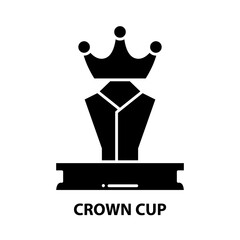 crown cup icon, black vector sign with editable strokes, concept illustration