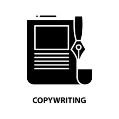 copywriting icon, black vector sign with editable strokes, concept illustration