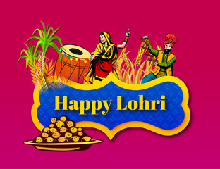 Obraz premium Creative Happy Makar Sankranti Festival Background Decorated with Kites, string for festival of India