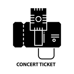 concert ticket icon, black vector sign with editable strokes, concept illustration