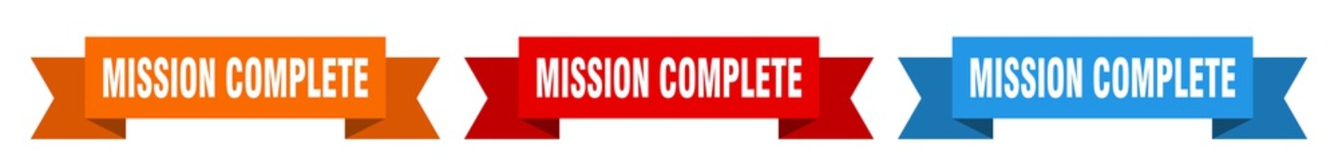 mission complete ribbon. mission complete isolated paper sign. banner