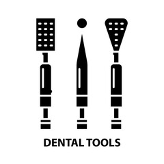 dental tools icon, black vector sign with editable strokes, concept illustration