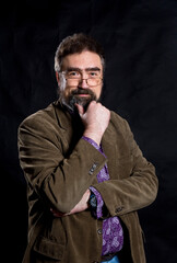 Business trainer dressed in casual emotional studio portrait