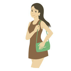 Woman going out with her bag.