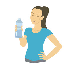 Woman drinking water during fitness.