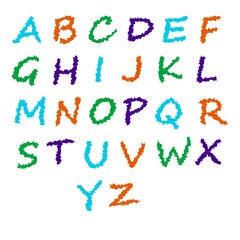 Vector illustration of isolated letters of the alphabet on a white background. Simple flat style.