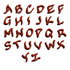 Vector illustration of isolated letters of the alphabet in red on a white background. Simple flat style.