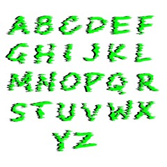 Vector illustration of isolated letters of the alphabet in green on a white background. Simple flat style.