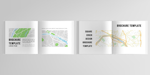 3d realistic vector layout of cover mockup design templates with urban city map of Paris for bifold square brochure, flyer, cover design, book design, magazine, brochure cover.