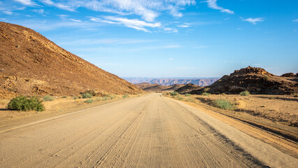 The roads of Namibia in Richtersveld Transfrontier Park near Fish River Canyon.