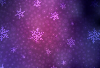 Fototapeta na wymiar Dark Purple, Pink vector background in Xmas style.