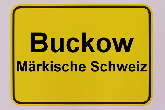 Illustration des Stadteingangsschildes der Stadt Buckow in der M&auml;rkischen Schweiz