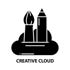 creative cloud icon, black vector sign with editable strokes, concept illustration