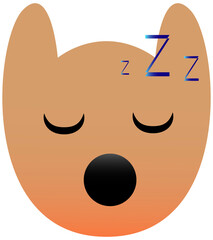 Funny owl face of a set with big eyes. Sleeping Kawaii Emoji. Icons with a beautiful gradient.