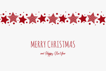 Christmas greeting card with hand drawn stars. Vector