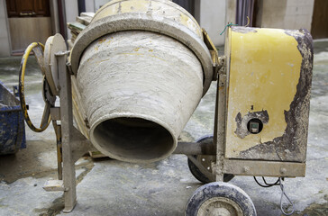 Concrete mixer on a construction site